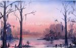 Swamp with Rosey Sky