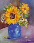 Sunflower in Blue Vase